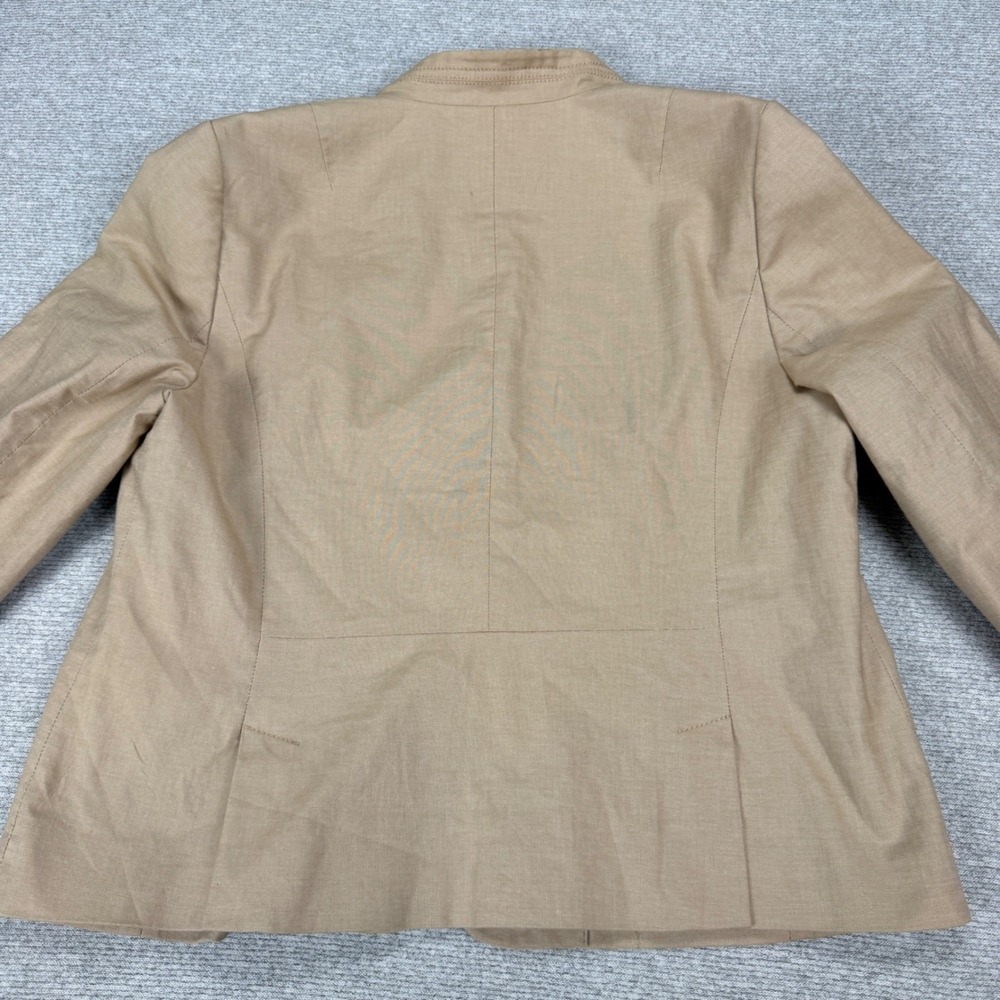 Talbots Petites Blazer Jacket Tan Khaki Cotton Blend 12P Single Button PH95 - Picture 11 of 14
